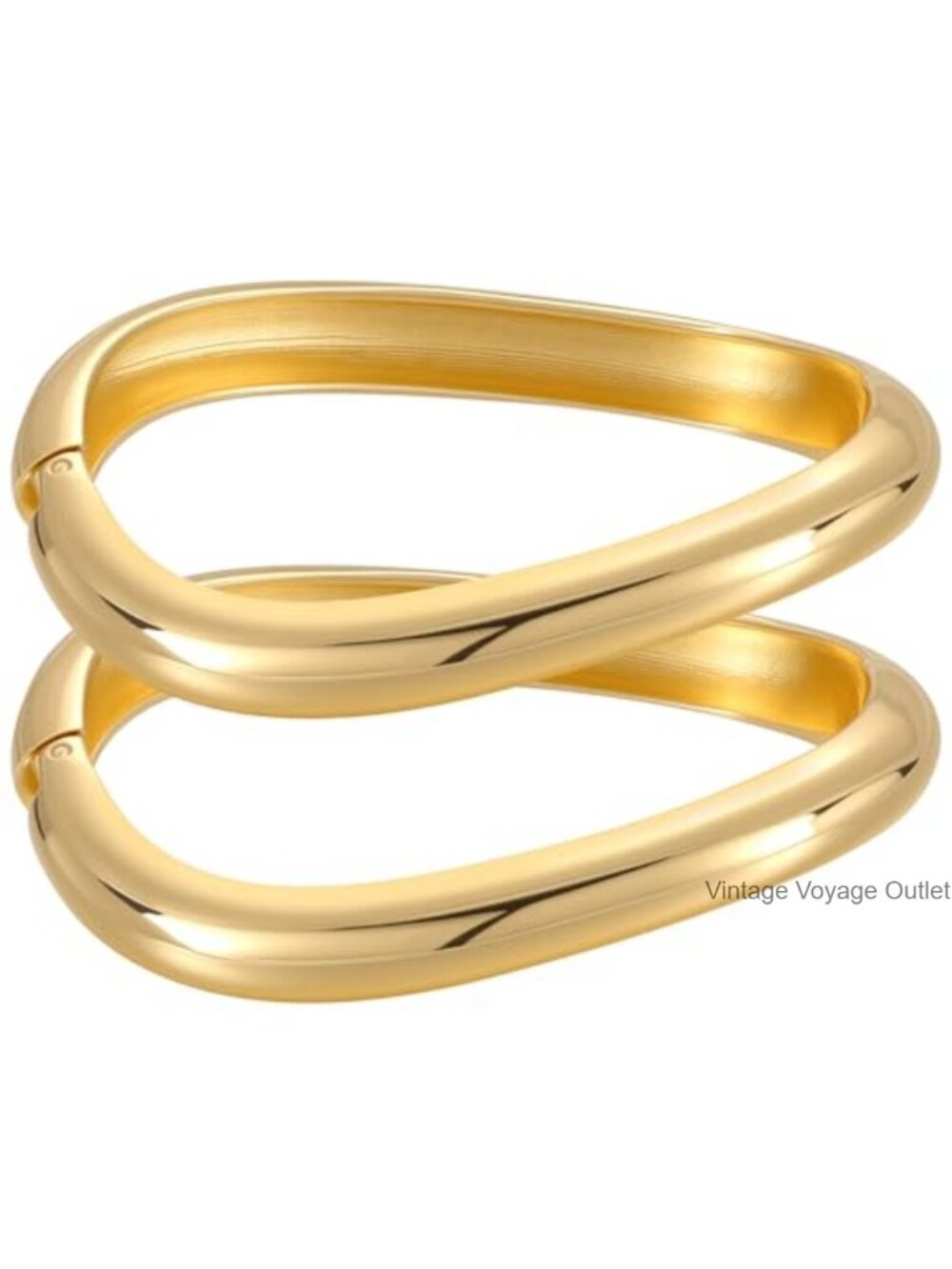 Chunky Gold Bangle Bracelets for Women 2PCS Hinged Open Cuff